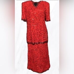 Vintage Jean for Joseph Le Bon Red Sequin Top & Matching Skirt Costume